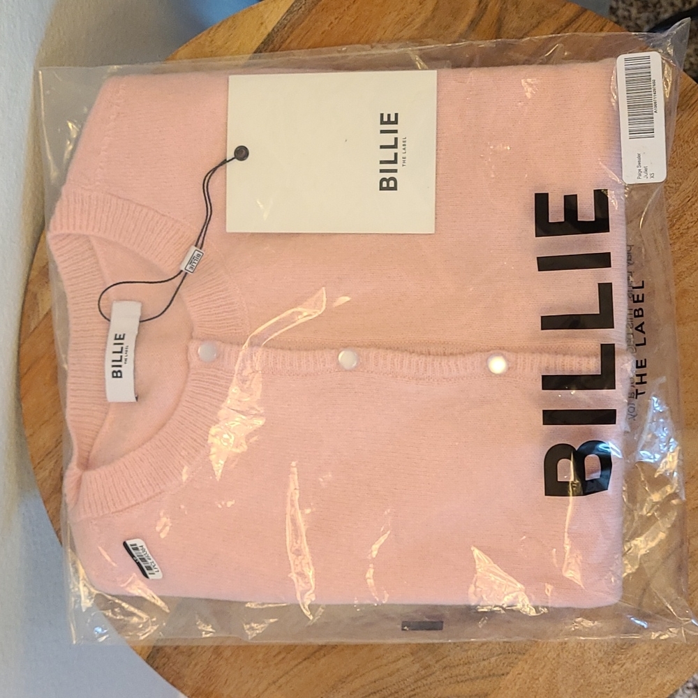 Billie The Label Paige Sweater XS Pink short sleeve Wool Cashmere blend - Picture 4 of 4